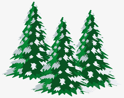冬天雪花松柏树png免抠素材_新图网 https://ixintu.com 冬天 圣诞树 手绘 柏树 绘画