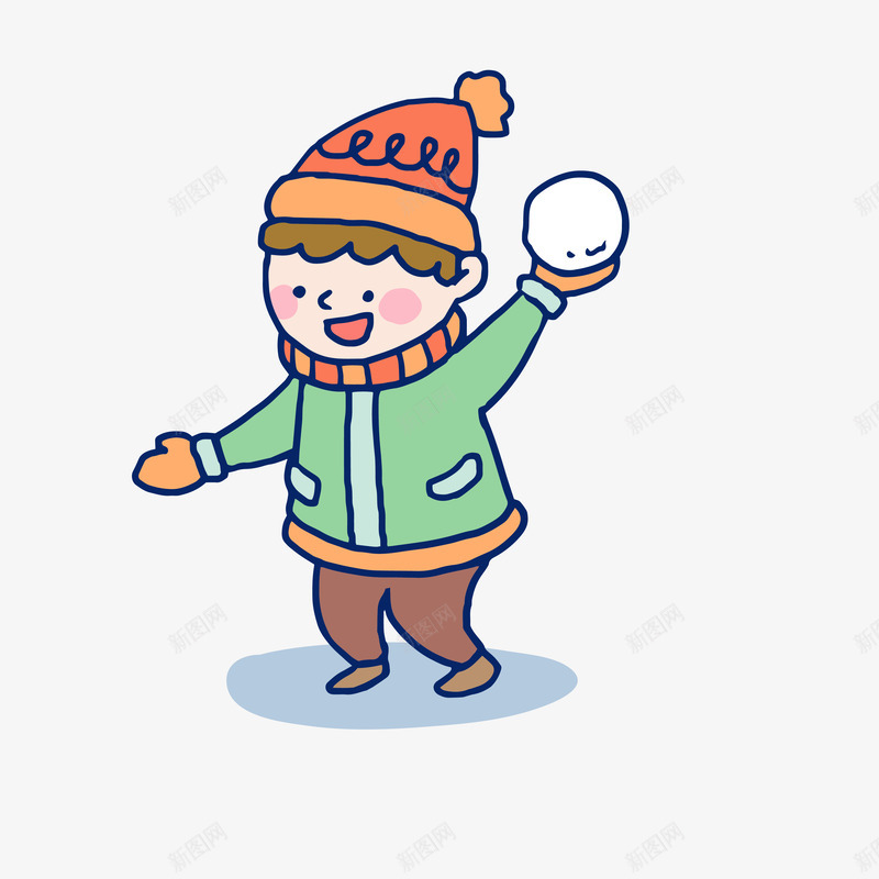 手绘扔雪球的小男孩图矢量图ai免抠素材_新图网 https://ixintu.com 冬天 冬季 卡通的 可爱的 小男孩 小男生 手绘的 打雪仗 新图网 雪球 矢量图