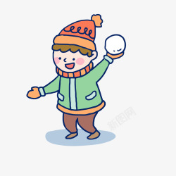 打雪仗的男孩手绘扔雪球的小男孩图矢量图高清图片