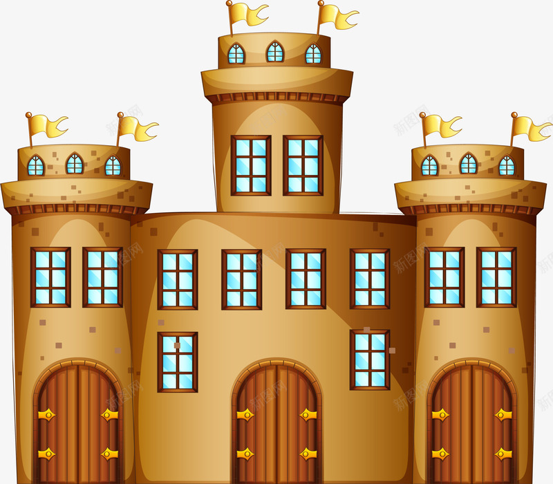 咖啡色卡通城堡png免抠素材_新图网 https://ixintu.com 卡通城堡 咖啡色城堡 复古城堡 建筑 童话建筑 装饰图案
