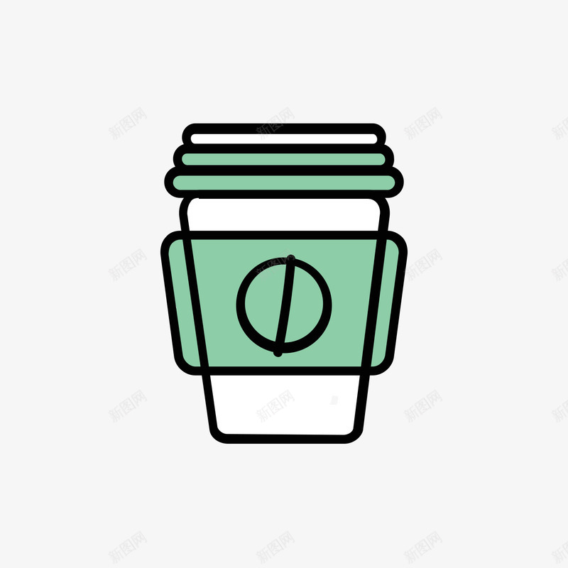 绿色手绘线稿咖啡杯子元素矢量图图标eps_新图网 https://ixintu.com 卡通图标 扁平化 手绘 杯子 穿着 线稿 绿色 矢量图