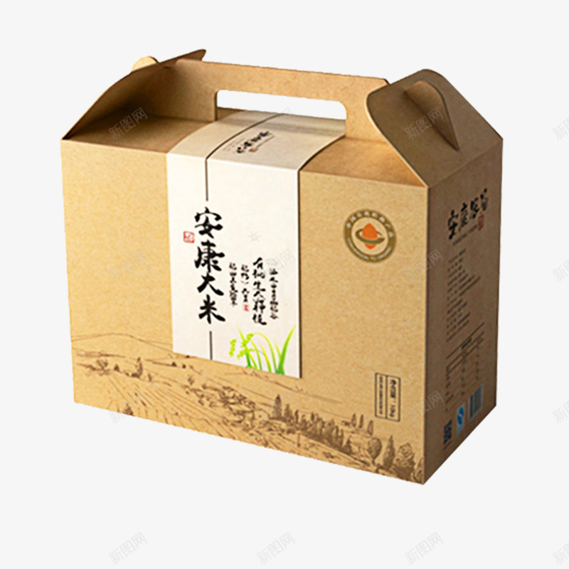 牛皮箱包装png免抠素材_新图网 https://ixintu.com 五谷 包装 吃饭 大米 牛皮箱 米包装 营养