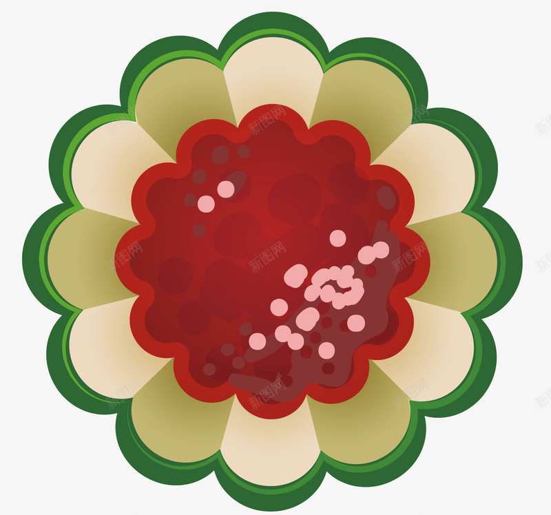 红色的食物png免抠素材_新图网 https://ixintu.com 深色浅色图案 白色的装饰 红色的食物 绿色的边纹 花形图案 食品