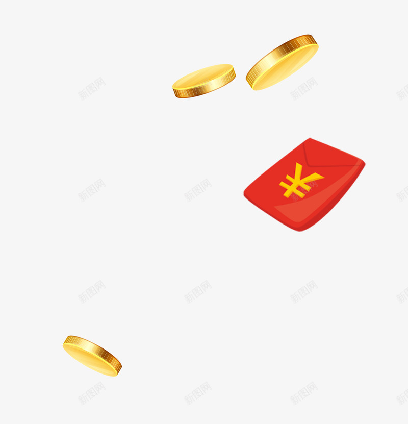 金币与红包png免抠素材_新图网 https://ixintu.com 中国风 金币 钱包