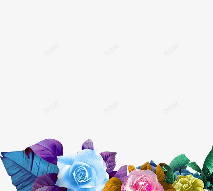 彩色玫瑰花png免抠素材_新图网 https://ixintu.com 彩色 手绘 玫瑰花 男士 背景 花朵