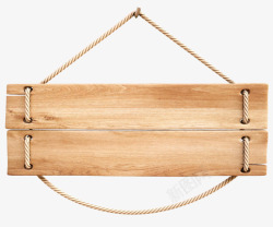 透明麻绳穿过木板吊牌素材