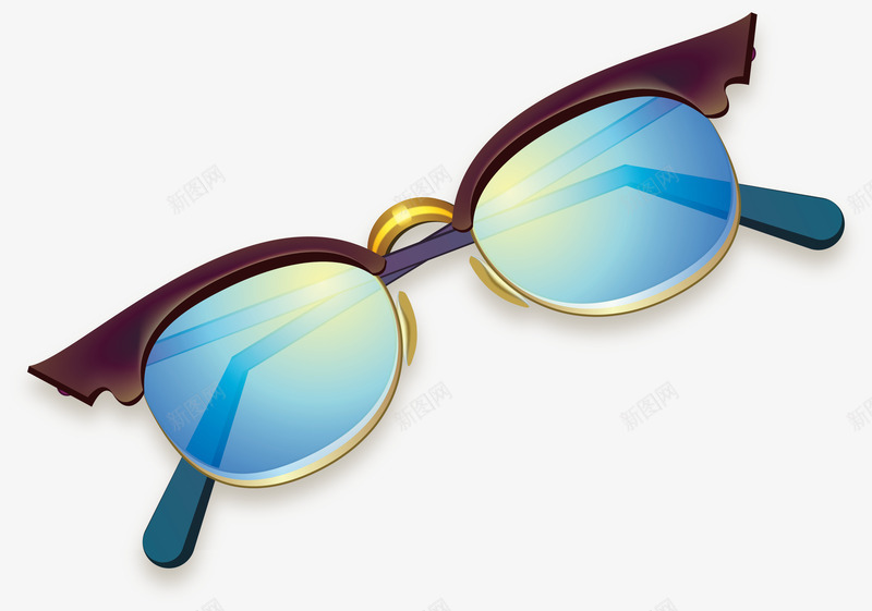 蓝色镜片精致眼镜png免抠素材_新图网 https://ixintu.com 眼镜 矢量素材 精致眼镜 蓝色镜片 近视镜