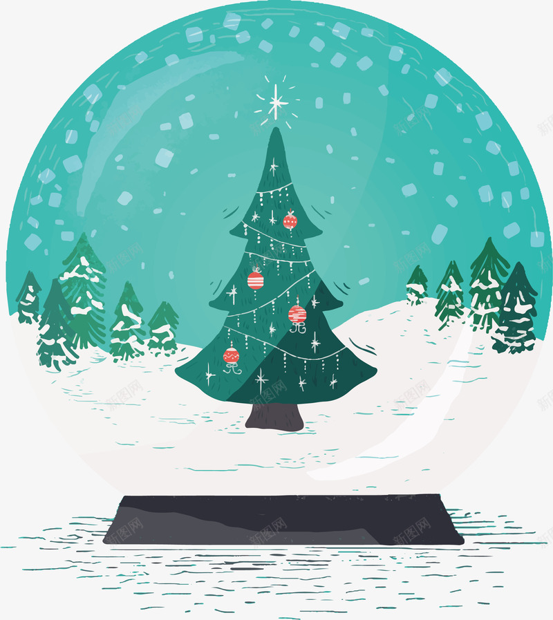 大雪中的圣诞树水晶球矢量图ai免抠素材_新图网 https://ixintu.com 圣诞树 圣诞节 大雪纷飞 暖冬 水晶球 矢量png 矢量图