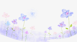 紫色墨迹手绘紫色的鲜花高清图片