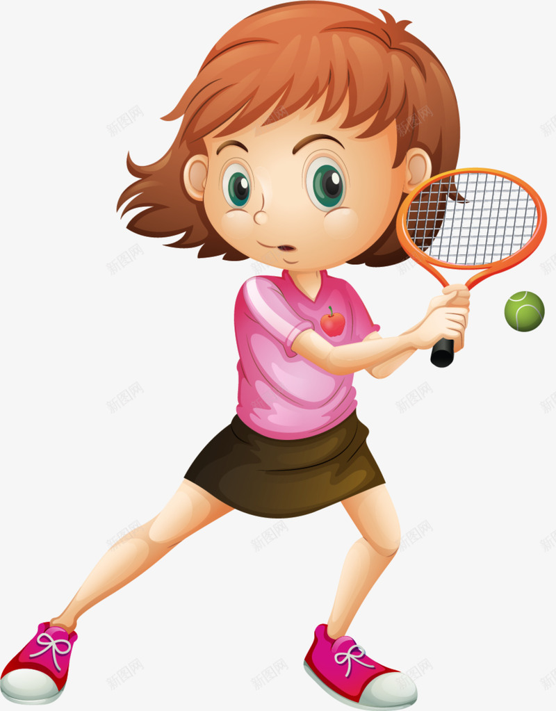 体育运动网球运动png免抠素材_新图网 https://ixintu.com 体育运动 开心 手握球拍 打网球 短发女孩 网球运动