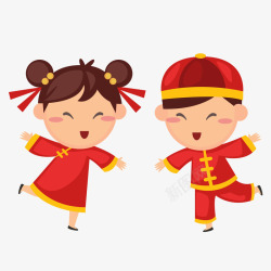 红色人物印花春节小人高清图片