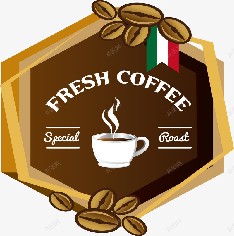 六边形咖啡店招牌png免抠素材_新图网 https://ixintu.com 咖啡 咖啡店 咖啡烘焙 咖啡豆 热咖啡 矢量png