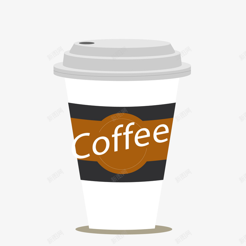 黑白色卡通咖啡杯矢量图ai免抠素材_新图网 https://ixintu.com 卡通 咖啡杯 咖啡色 日常 白色 英文 黑色 矢量图