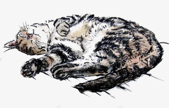 慵懒的猫png免抠素材_新图网 https://ixintu.com 宠物 慵懒 涂鸦 猫咪 躺着