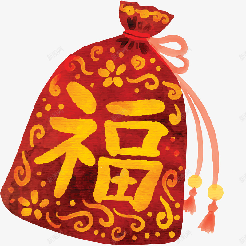 新年手绘福袋png免抠素材_新图网 https://ixintu.com 新年 新年装饰 新春佳节 福袋 装饰图案 装饰福袋