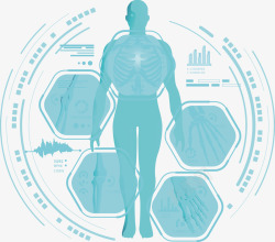 人体体块蓝色科技人体矢量图高清图片