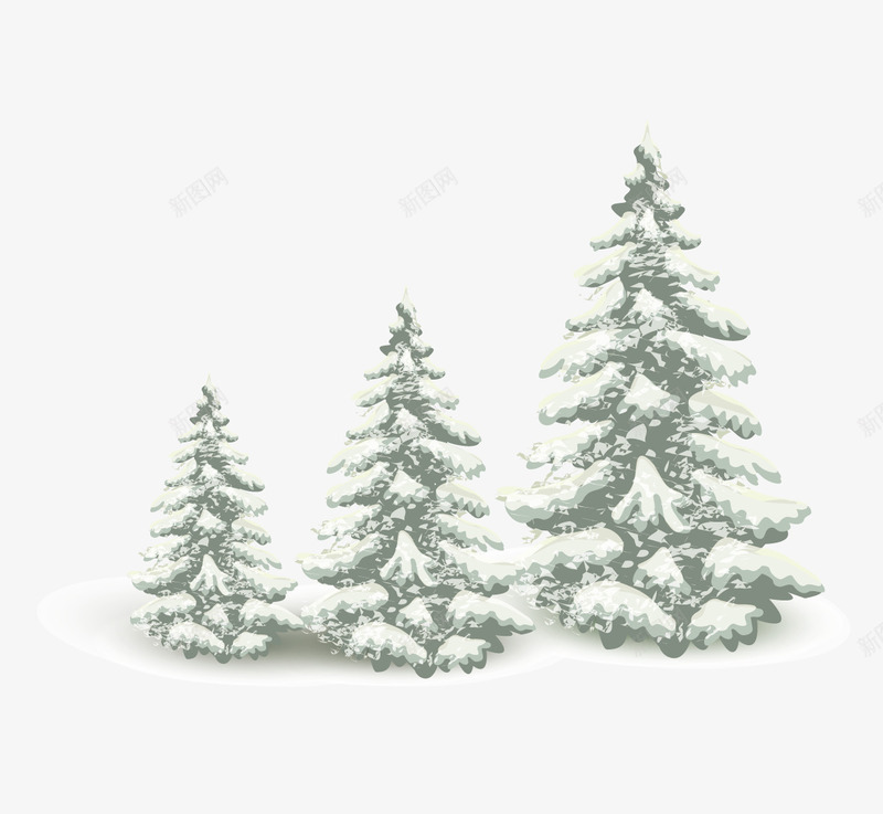 落了雪的松柏树png免抠素材_新图网 https://ixintu.com 冬天 松柏树 矢量雪松 雪