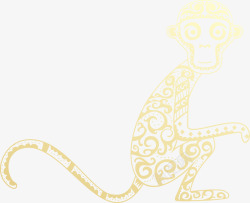 手绘金色猴子花纹矢量图素材