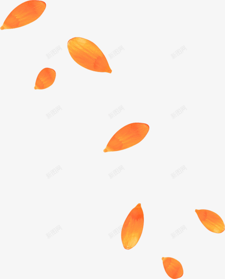 橙色简约花瓣漂浮png免抠素材_新图网 https://ixintu.com 免抠PNG 橙色 漂浮素材 简约 花瓣