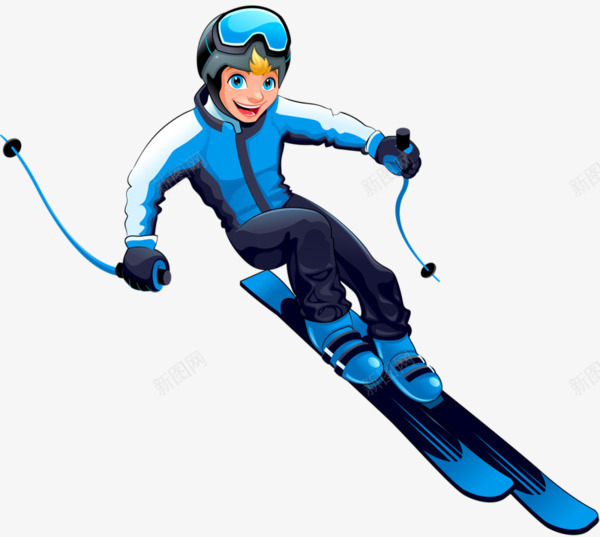 蓝色滑雪人png免抠素材_新图网 https://ixintu.com 冬天 滑雪 滑雪人 蓝色