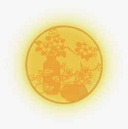 中国风黄色月亮花瓶中秋素材