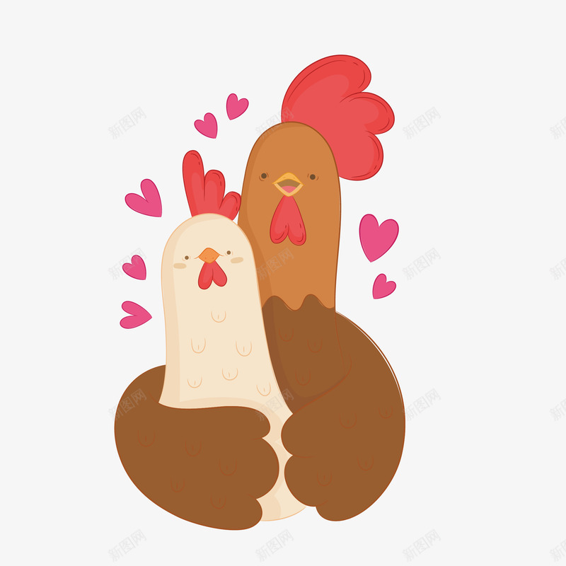 爱情主题装饰小鸡png免抠素材_新图网 https://ixintu.com 公鸡 创意 动物 卡通 可爱 图案 小清新 小鸡 母鸡 生物 装饰