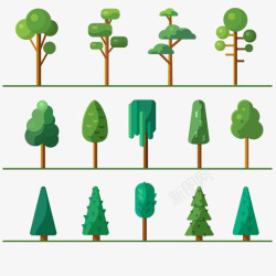 矢量树木合集扁平化树高清图片