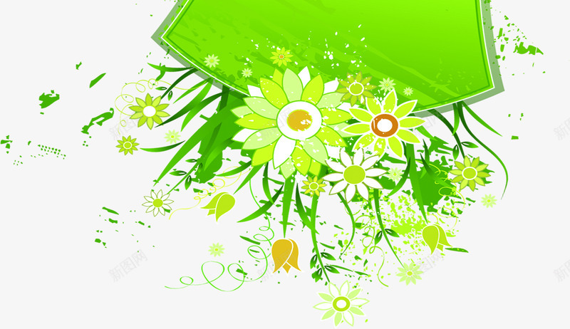 绿色木板水墨风植物花朵png免抠素材_新图网 https://ixintu.com 木板 植物 水墨 绿色 花朵