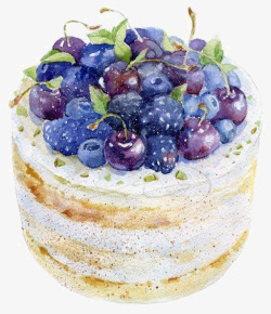 裸蛋糕蓝莓蛋糕手绘高清图片