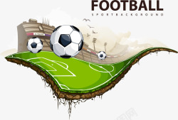 立体足球手绘足球和足球场矢量图高清图片