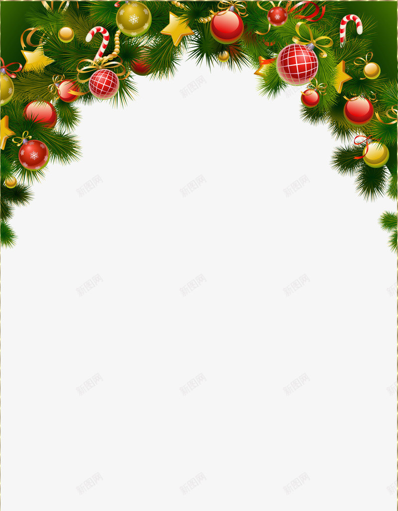 圣诞球装饰边框背景png免抠素材_新图网 https://ixintu.com 圣诞球 背景 装饰 边框