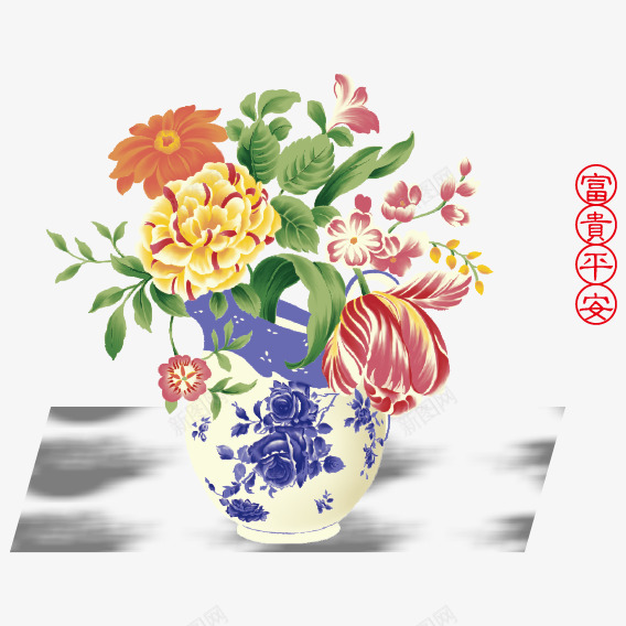 花瓶元素png免抠素材_新图网 https://ixintu.com 中国风 富贵平安 花朵 陶瓷