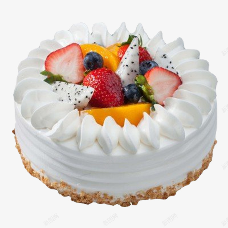 好吃的水果蛋糕png免抠素材_新图网 https://ixintu.com 奶油 水果 白色 蛋糕