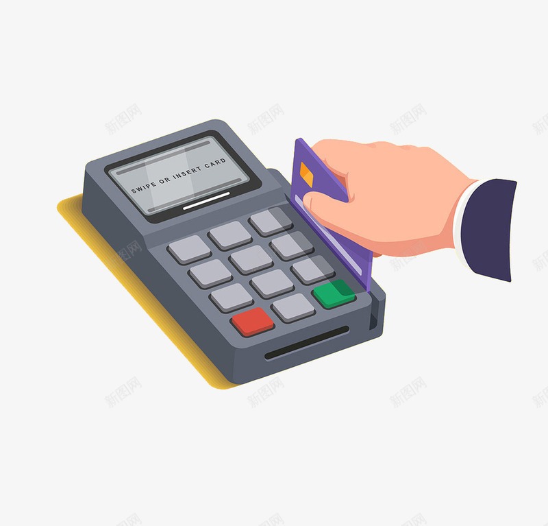 刷卡支付png免抠素材_新图网 https://ixintu.com 信用卡 刷卡 卡通 商场支付 手指 手绘 支付 紫色
