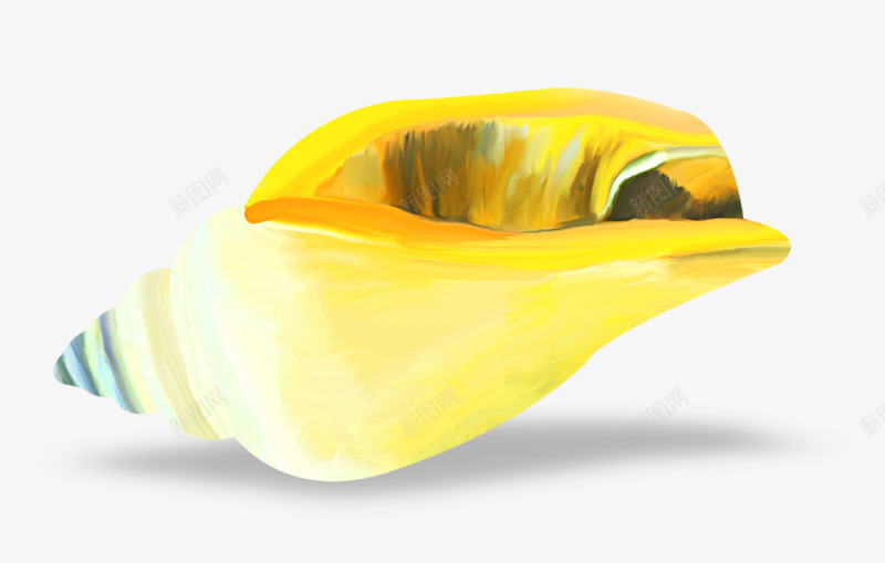 手绘黄色海螺png免抠素材_新图网 https://ixintu.com 卡通 手绘 海洋 海螺 贝壳