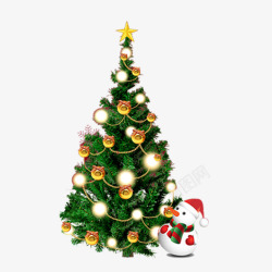 雪人图案钟表美丽圣诞树高清图片