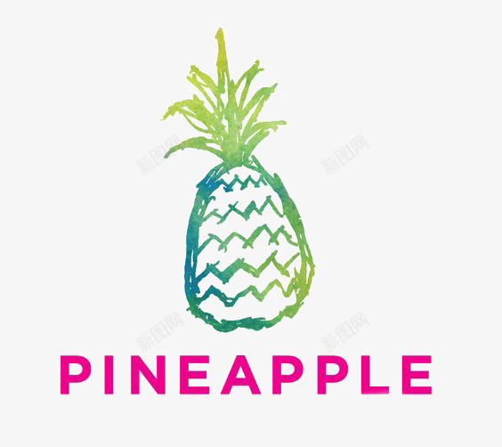 手绘菠萝png免抠素材_新图网 https://ixintu.com PINEAPPLE 大菠萝 荧光 菠萝免扣元素 菠萝插画