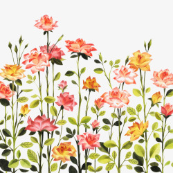 创意花丛手绘玫瑰花丛图案高清图片