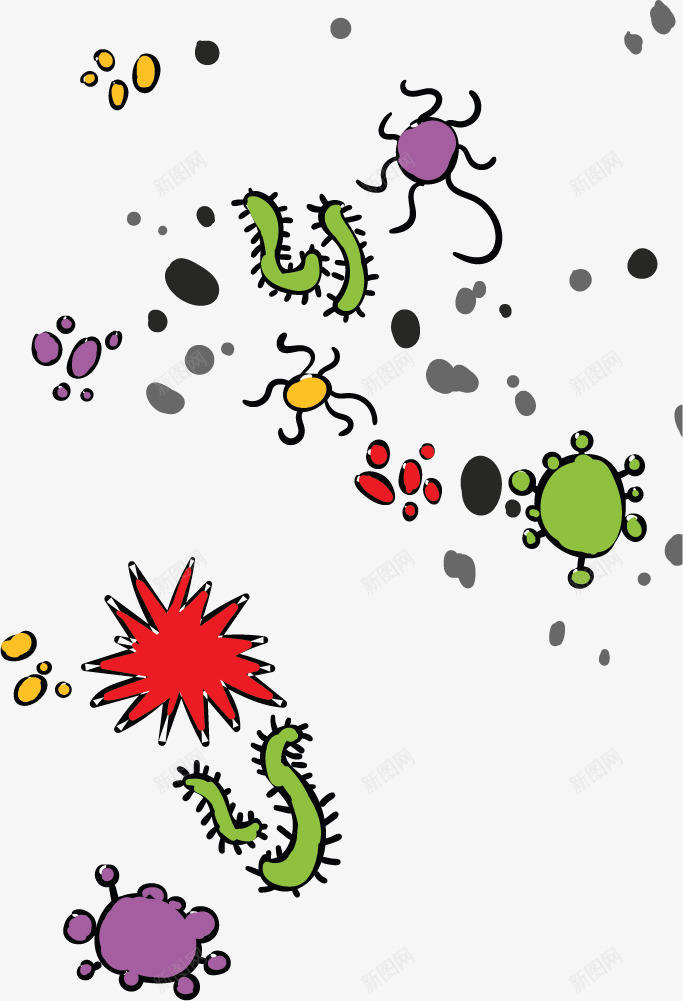 有害的菌群png免抠素材_新图网 https://ixintu.com 微生物 显微镜 有害 真菌 细菌 群体 菌群