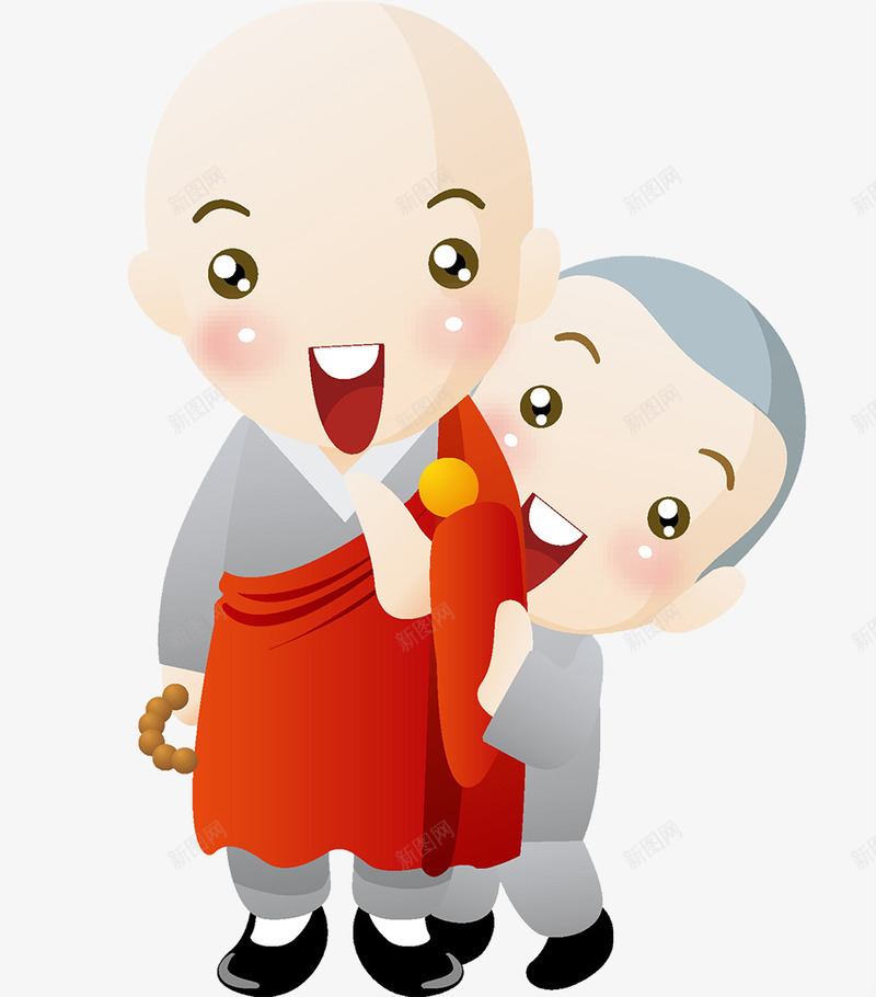 插图两个小僧侣png免抠素材_新图网 https://ixintu.com 僧侣 古代 可爱插图 捉迷藏 矢量小和尚