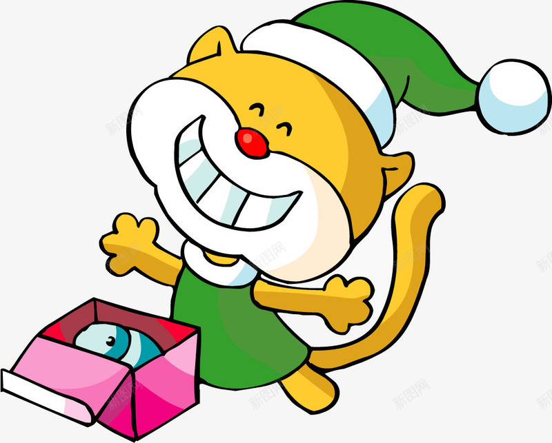 收到礼物喜悦的猫png免抠素材_新图网 https://ixintu.com 卡通 喜悦 圣诞节 开心 猫 礼物