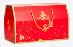 食品礼盒设计土特产年货红色包装盒高清图片