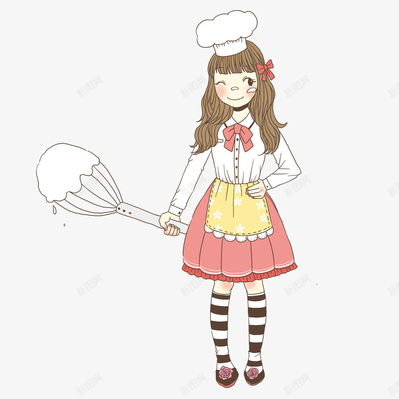 可爱的烘焙师女孩png免抠素材_新图网 https://ixintu.com 可爱的烘焙师 手绘烘焙师 烘焙师 烘焙师女孩 蛋糕烘焙师