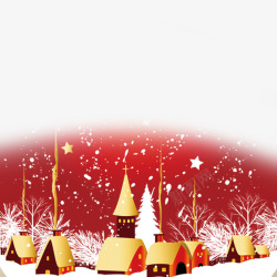 雪色朦胧圣诞水晶球PSD圣诞元旦红色房屋雪树水晶球图高清图片