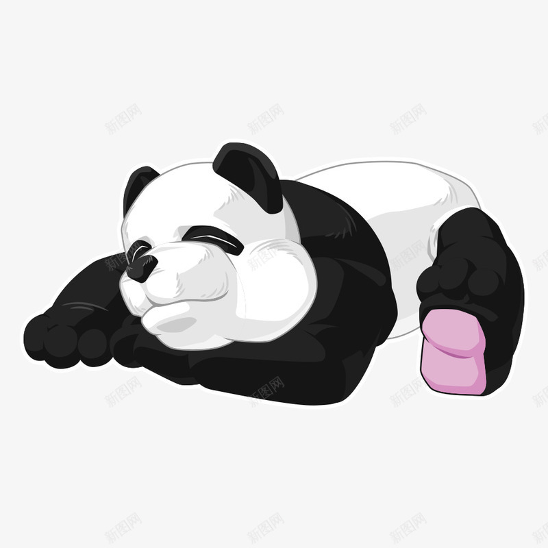 睡觉的熊猫矢量图eps免抠素材_新图网 https://ixintu.com 动物插画 卡通动物 卡通动物漫画 熊猫 生物世界 矢量动物 陆地动物 矢量图