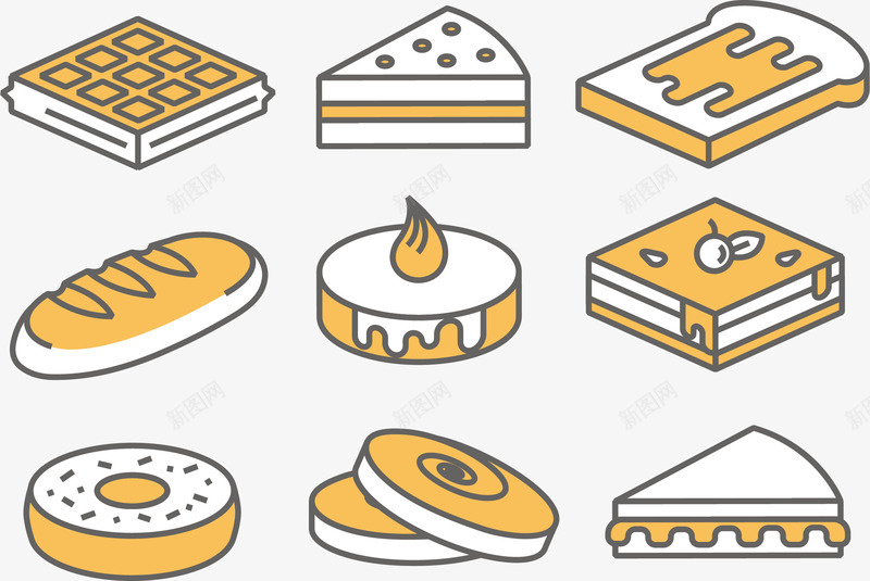 小麦制品png免抠素材_新图网 https://ixintu.com 三明治 巧克力 手绘 甜甜圈 蛋糕 蜡烛 面包