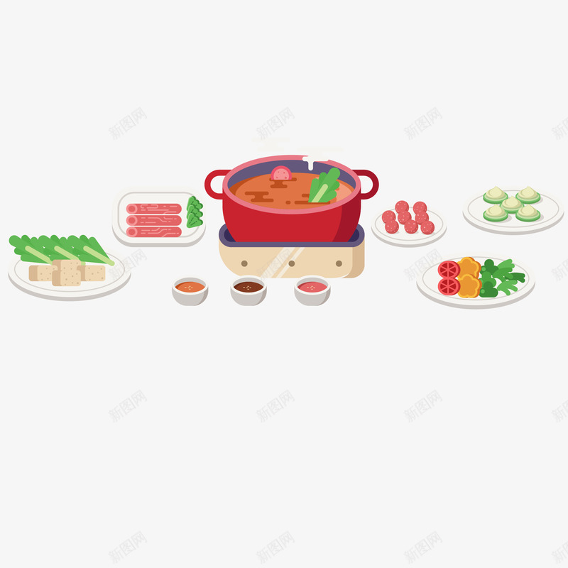 冬天食物火锅图矢量图ai免抠素材_新图网 https://ixintu.com 免抠图 冬天食物 卡通 火锅 美食 食物 餐饮 矢量图