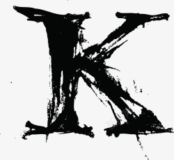 动物英文字母字母K中国风墨迹字母K高清图片