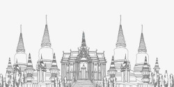 泰国清迈海报线描泰国寺庙高清图片