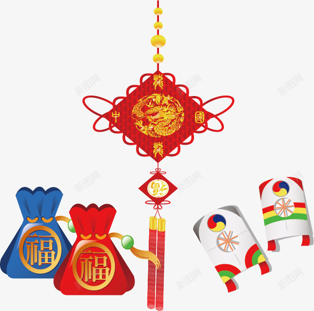 中国新年福袋png免抠素材_新图网 https://ixintu.com 中国春节 传统装饰 矢量素材